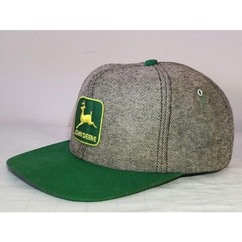 Vintage John Deere Snapback Hat - Green & Gray K-Products Made In USA Adult